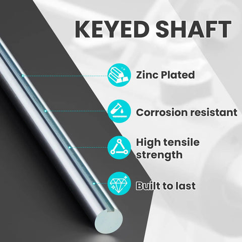 One Inch Round Keyed Shaft With One Quarter By Nine Sixty Fourths Keyway, Three Feet Long, 1045 Carbon Steel, built to last, highlighted features