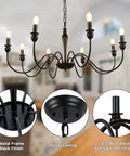Dope Industrial Black Farmhouse Chandelier For Dining Room With 8 Lights, Rustic Iron Candelabra Ceiling Fixture