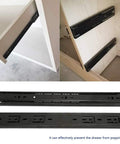 Premium Cold Rolled Steel Drawer Slides 35x45cm With Soft Close And Damping Buffer installed in cabinet and standalone view.