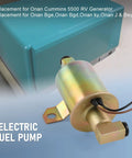 Electric Fuel Pump 12V Replacement For Onan 5500 RV Cummins Generator next to blue generator box