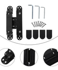 Beefy Heavy Duty Concealed Door Hinge For Wood Doors Adjustable Multi Directional Invisible Cross Hinge 180 Degree Swing Load Bearing 40kg Metal Hinge For Home Interiors with screws and tools set.