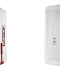 Two Pack Heavy Duty White Surface Mount Fire Extinguisher Cabinet with easy grip hammer for secure 20lb extinguisher storage.