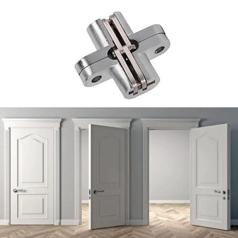 Hidden Door Hinges Four Pack Concealed Cross Hinge 180 Degree For Cabinet Doors Overlay Fit Stainless Steel Durable Invisible Hinge