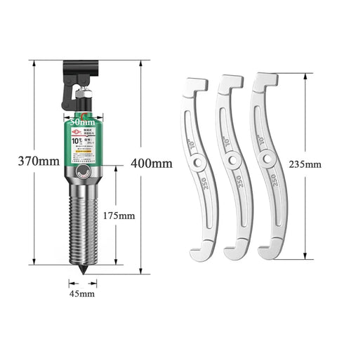 Heavy Duty Hydraulic Gear Puller Kit And Wheel Bearing Separator Tool For Mechanical Repair Made From Strong Forged Steel With Up To 5 Ton Capacity So You Can Fix It Easy As Pie No Sweat For Your Home Workshop Projects And Garage Needs Right Now. hydraulic puller with 50mm head, 370mm body, 235mm jaws