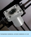 Front view of Aopin LMK10UU aluminum flange linear ball bearing, 10 mm bore, 19 mm OD, four mounting holes.