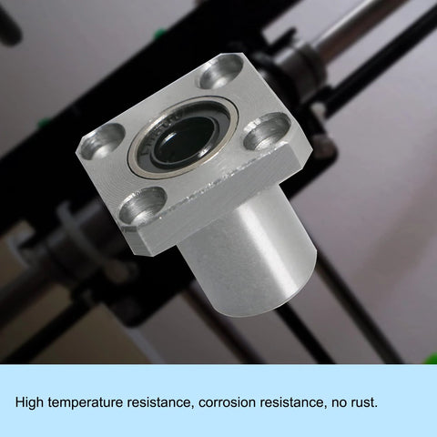 Front view of Aopin LMK10UU aluminum flange linear ball bearing, 10 mm bore, 19 mm OD, four mounting holes.
