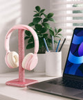 Pink Rhinestone Headphone Stand For Gamer Desk Setup With Soft Headrest Crystal Headset Holder Kawaii Bling Desk Accessory Cute Gift