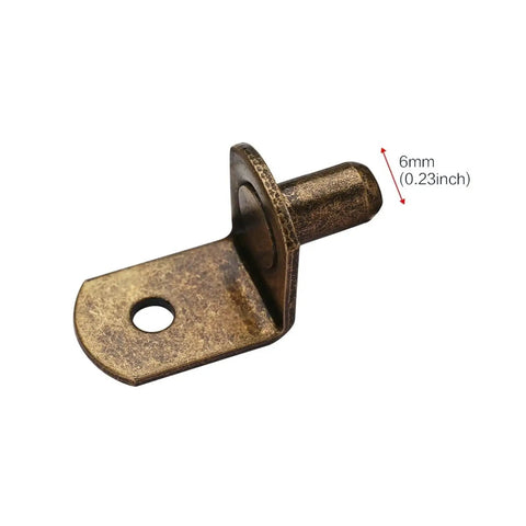 Bronze Brass Plated Steel L Shelf Support Pegs 6mm L Shaped Cabinet Bracket Style For Heavy Duty Shelves And Glass Protection 160 Pieces
