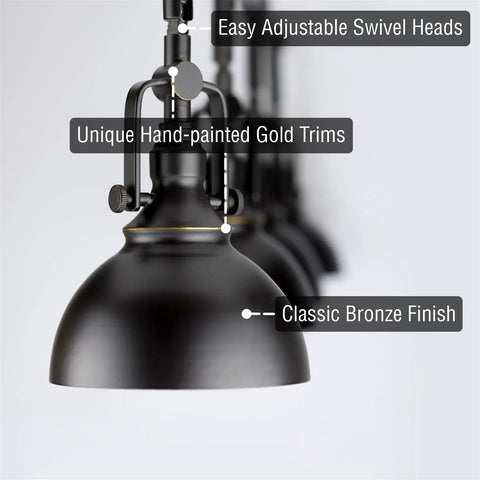 Dope Industrial Style 23 Inch 3 Light Track Lighting With Adjustable Directional Spotlights Bronze Finish close-up view