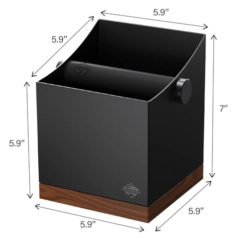 2.5L Large Espresso Knock Box With Shock Absorbent Silicone Knock Bar Metal And Walnut Wood Coffee Grounds Container