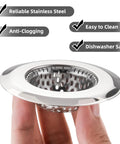 No Fuss Solid Stainless Steel Bathtub Drain Strainer And Hair Catcher Filter Basket For Bathroom Sink Drain Plug held in hand.