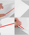 Rigid Self Seal Mailers 90 Pack White Cardboard Envelopes with Easy Seal and Strong Edges for Flat Mailing. Close-up of seal.