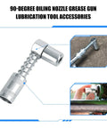 90 Degree Car Grease Coupler Adapter With 3 Jaw Right Angle Fittings for tight spots, silver iron construction