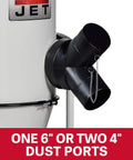 Two Stage Cyclone Dust Collector With 2 Micron Filter And 2 HP 230V 1 Phase High CFM dust ports close-up view