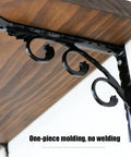 Heavy Duty Shelf Brackets With Hooks Pair Of Rock Solid Black Floating Wall Supports Rust Proof Aluminum Alloy One Piece Cast Construction for sturdy design and support.