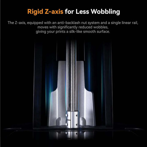 Halot R6 Resin 3D Printer For Kids And Beginners showing rigid Z-axis with anti-backlash nut system