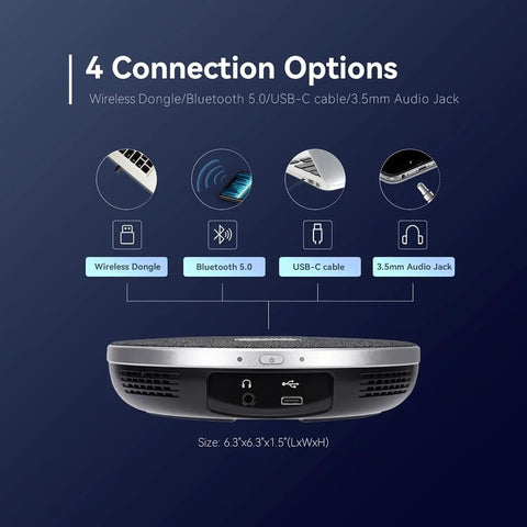 4K AI Auto Tracking PTZ Conference Camera System with Bluetooth Speakerphone and Microphone connections view