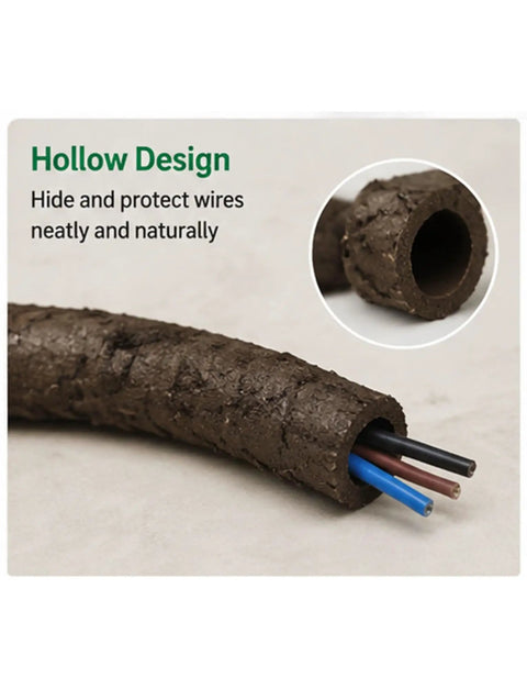 Slick Artificial Tree Bark Cable Cover And Flexible Hollow Vine Conduit Tube for hiding exposed wires in a hollow design.