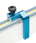 Dead Nut Accurate Three Inch T Track Flip Fence Stop For Table Saw And Miter Saw With Five Sixteen Bolt For Quick Woodworking Setup and Bang On Repeated Cuts Across The Workbench Without Any Hassle, detailed close-up view.