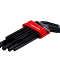 Ball End Hex Key Set With Allen Wrenches 10 Piece Metric Mm Sizes 1.5mm 2mm 2.5mm 3mm 4mm 5mm 6mm 7mm 8mm 10mm Black Oxide Coated Steel