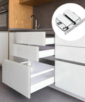 Push To Open Magnetic Door Latch for glass cabinets and double doors, zinc alloy, chrome finish, dual magnets in kitchen use.