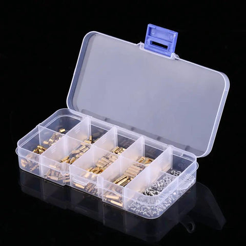 M2 M3 Hex Standoff Kit For Electronic Projects DIY Repair Includes Brass Screws Nuts And 304 Stainless Spacers Assorted PCB Spacers And Mount Hardware For Makers And Hobbyists clear organizer case