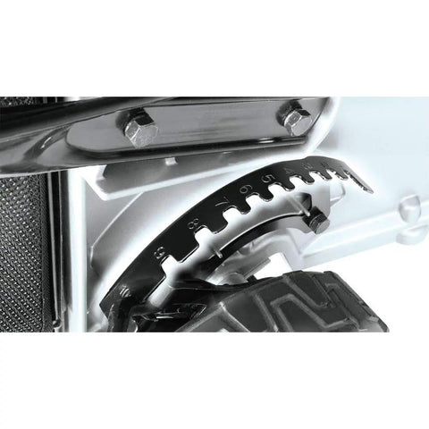 Badass 36V Brushless Cordless Self Propelled Commercial Lawn Mower showing close-up of adjustable cutting height mechanism.