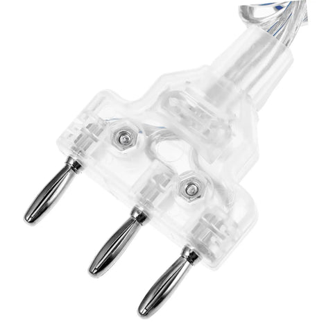 Pro Grade Fencing Mask Connector Cable Clear Cord close-up showing metal prongs and clear plastic casing for foil and sabre training