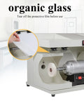 ZGOOD 550W Large Space Bench Grinder Buffing Machine With LED Light showing protective organic glass film being removed.