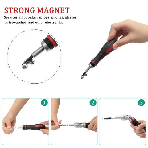 61 In 1 Ratcheting Screwdriver Set With Magnetic Bits And Rotatable Handles Sockets And Bits for electronics repair