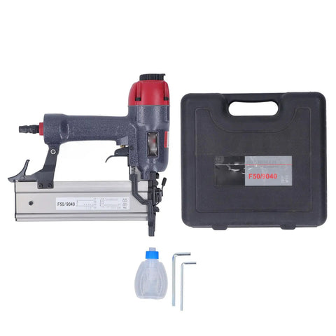 Straight Shooter Pneumatic 2 In 1 Brad Naler And Stapler Combo With Adjustable Air Pressure And 100 Pc Magazine Capacity For Handling F50 Nails And 90 Staples On Woodwork Projects