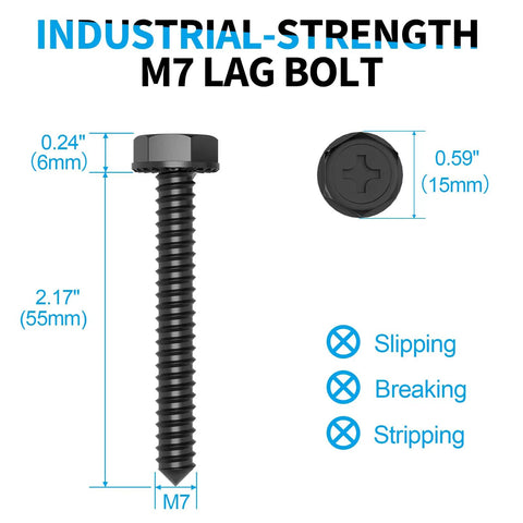 TV Wall Mount Hardware Kit With M7 Lag Bolts Wall Anchors Washers Screws Allen Key And Bubble Level For Easy Install shown