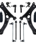 Front Lower Beefed Up Suspension Kit With Control Arm Ball Joint Sway Bar Stabilizer Link Outer And Inner Tie Rod Rack And Pinion Bellows Replacement 2009-2013 Toyota Corolla Matrix USA Built, showing components
