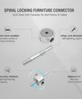 Spiral Locking Furniture Connector Built With Tough Q235 Steel For A Super Tight And Stable Connection On Bed Frames