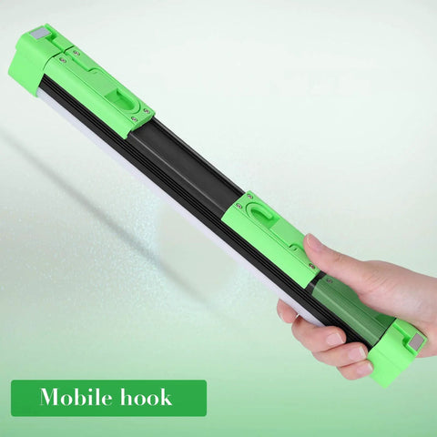 Hand holding 1000 Lumen Rechargeable Magnetic Work Light With 5 Modes Strong Magnet Base And 360 Degree Rotating Hook Battery Powered Hanging Light