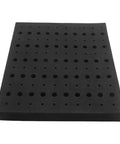 Heavy Duty Foam Router Bit Storage Organizer Tray Featuring 110 Snug Cutouts For 1/4 Inch And 1/2 Inch Shank Bits - black foam with cutouts
