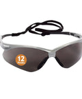 Nemesis Safety Glasses Smoke Anti Fog Lenses With Silver Frame Lightweight And Sporty Design Includes Case Pack Of 12