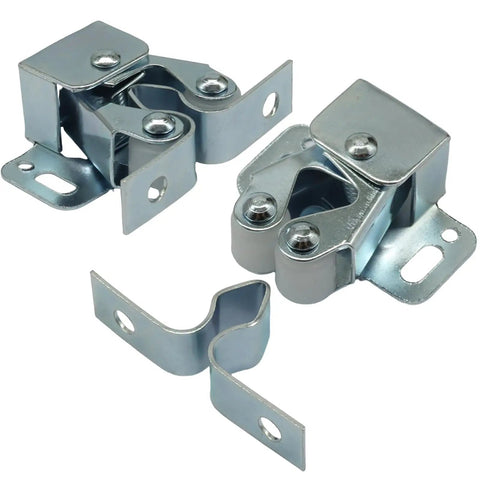 20 Pcs Double Roller Cabinet Door Latches With Screws For Cupboard Closet Kitchen Cabinets Durable Iron Hardware Silver