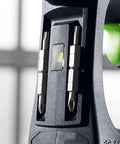 Close-up of Cordless CXS 2 Drill Kit With 3 Tools In One, FastFix For Centrotec Chuck, showing tool holder on handle.