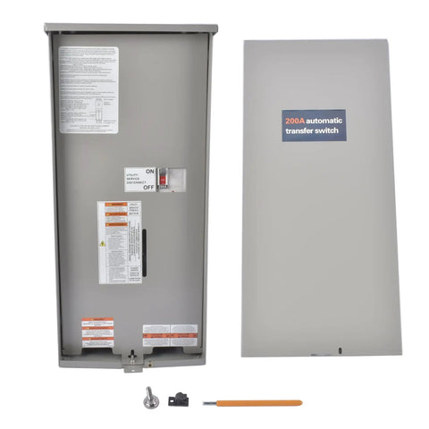 200 Amp Single Phase Automatic Transfer Switch For Home Standby Generators 120 240 Volt NEMA 3R Aluminum Enclosure front and cover with accessories