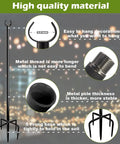 Heavy Duty Outdoor String Light Pole Stand 10 Feet For Garden Lawn Patio with 5-prong base, metal thread, pole details