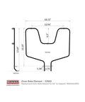 Diagram of Replacement Oven Bake Element 52002 For GE And Hotpoint WB44K10005 showing dimensions and side view.