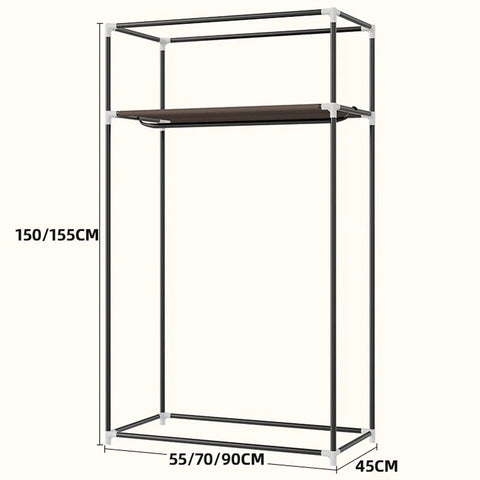 Freestanding Portable Canvas Wardrobe Heavy Duty Steel Frame Hanging Rail And Shelf Divider Fabric Closet Clothes Toy Organizer Hassle Free Setup Room Saving Clutter Crusher Pink