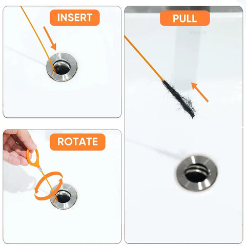 Flexible Drain Snake Clog Remover Tool For Toilet, Shower, Kitchen And Bathroom Drains, 61 Inch Reach Gutter Cleaner Grabber, Opens Stubborn Clogs Quickly, Flexible Claw Reacher For Easy Home Plumbing