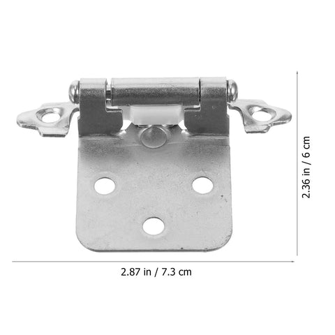 16 Piece Kitchen Cabinet Door Hinges Brushed Nickel Spring Loaded Self Closing Soft Close Dampers front view with measurements