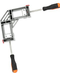 Two Pack Right Angle Corner Clamps With Double Handle Grip 90 Degree Aluminum Alloy for woodworking and welding setup.
