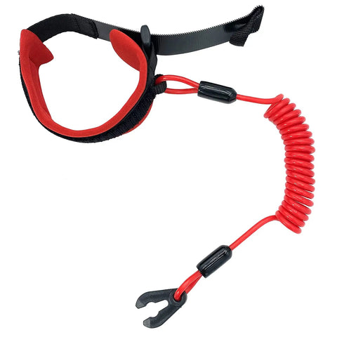 Emergency Kill Switch Lanyard Replacement For Jet Ski And Personal Watercraft Red Coiled Safety Cord With Aluminum Buckle