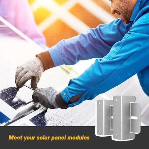 Person installing solar panel with Z Mounting Brackets For Solar Panels 50W To 300W Set Of 4 Durable Aluminum Racks