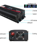 Heavy Duty 1500 Watt Power Inverter Straight Up Converts 12 V To 110 V AC For Cars Trucks And Rv Built Tough With Dual AC Outlets And Two USB Ports That Go Hard Off Grid showing intelligent LCD and dual sockets.