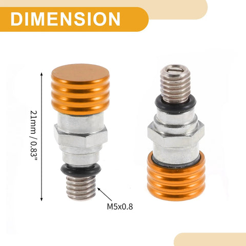 2 Pack M5x0.8 Universal Motorcycle Fork Bleeder Screws For Dirt Bikes And Motocross Air Bleeder Valve Heavy Duty Metal Orange Hardware